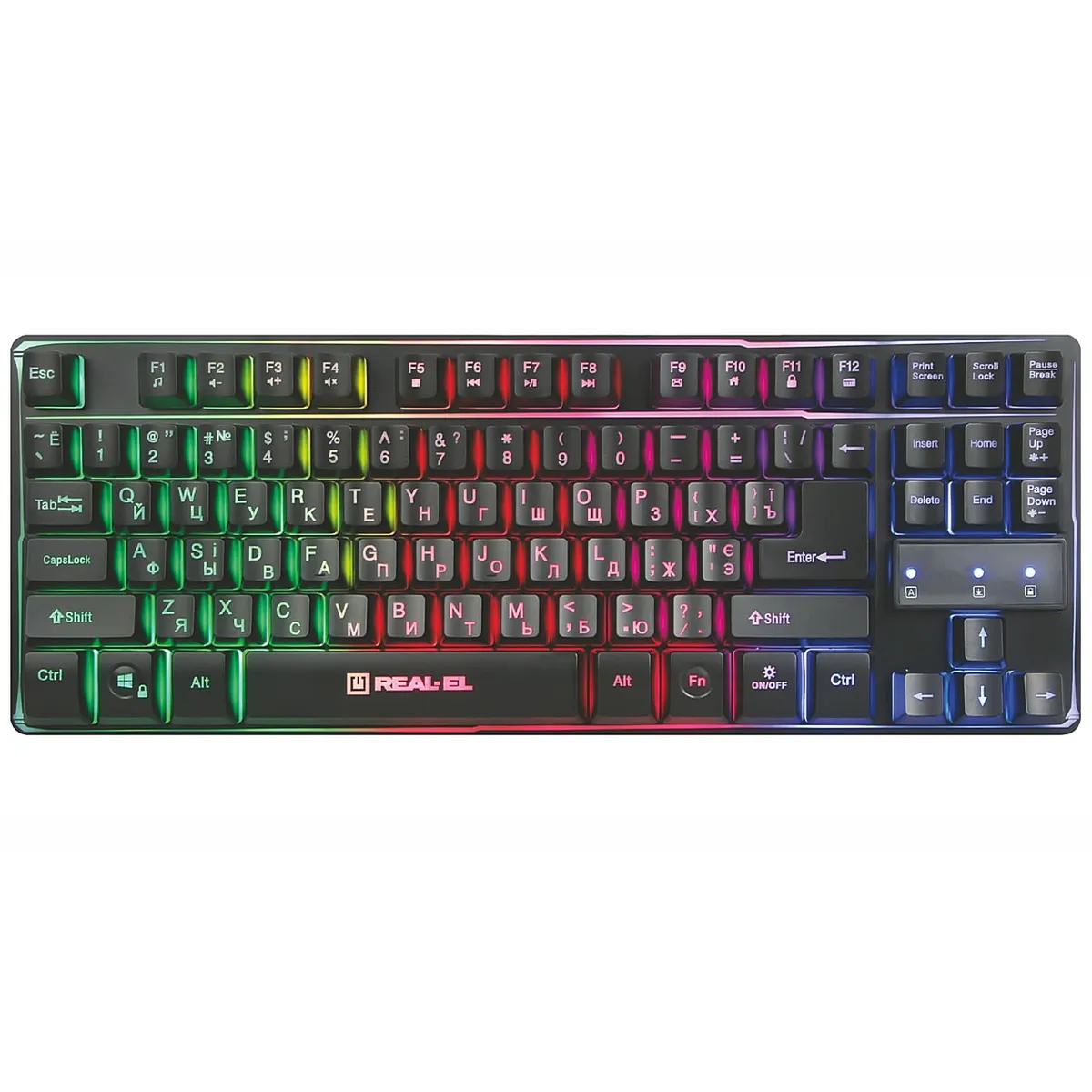 Клавіатура REAL-EL Gaming 8710 TKL Backlit Ukr Black - зображення 1