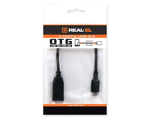 Кабель REAL-EL USB - micro USB V 2.0 (F/M), 0.1 м, чорний (EL123500014) - мініатюра 2