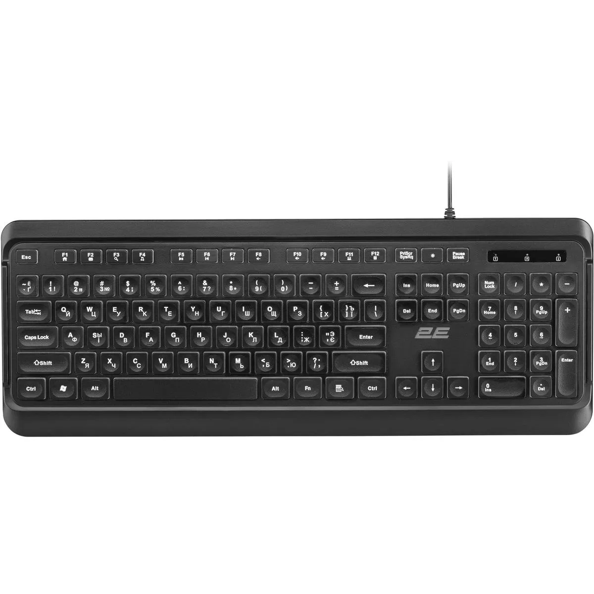 Клавіатура 2E KS120 White Backlight EN/UK Black (2E-KS120UB_UA) - зображення 1