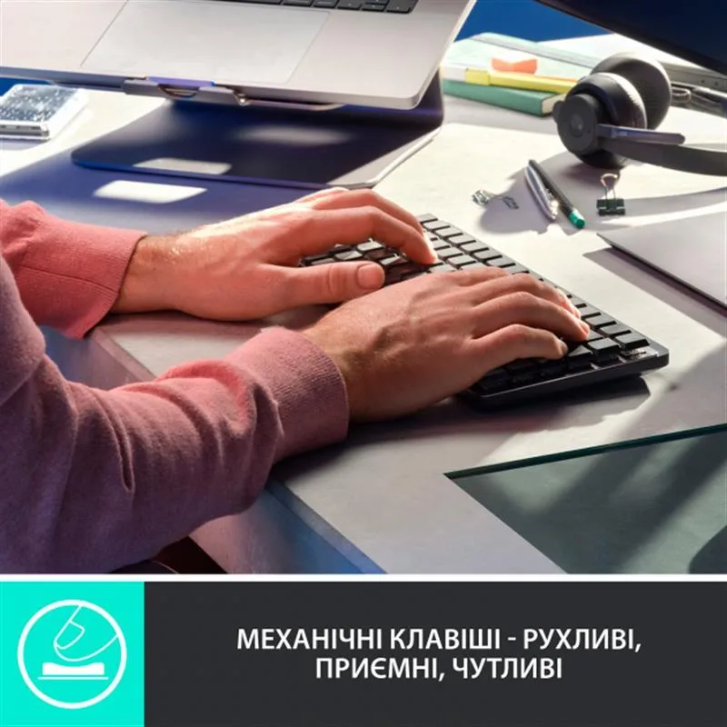 Клавіатура бездротова Logitech MX Mechanical Mini Minimalist Graphite (920-010780) - мініатюра 3