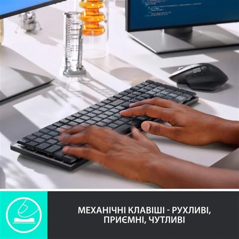 Клавіатура бездротова Logitech MX Mechanical Graphite Clicky (920-010759) - мініатюра 4