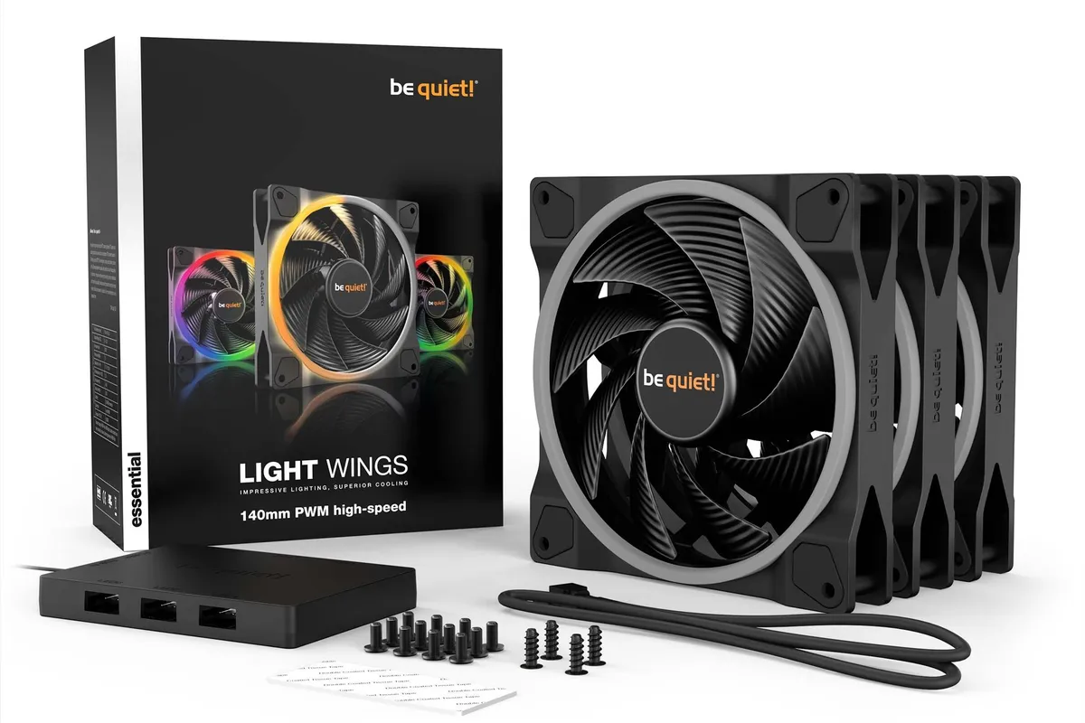 Вентилятор be quiet! Light Wings 140mm PWM Triple Pack (BL079), 140x140x25 мм, 4-pin, чорний - мініатюра 3