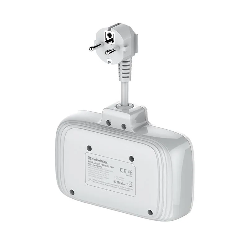 Фільтр живлення ColorWay CW-CHE24PDW 2 розетки, 4 USB, 2.5 cм, білий - мініатюра 2
