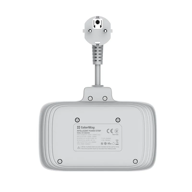 Фільтр живлення ColorWay CW-CHE24PDW 2 розетки, 4 USB, 2.5 cм, білий - мініатюра 4