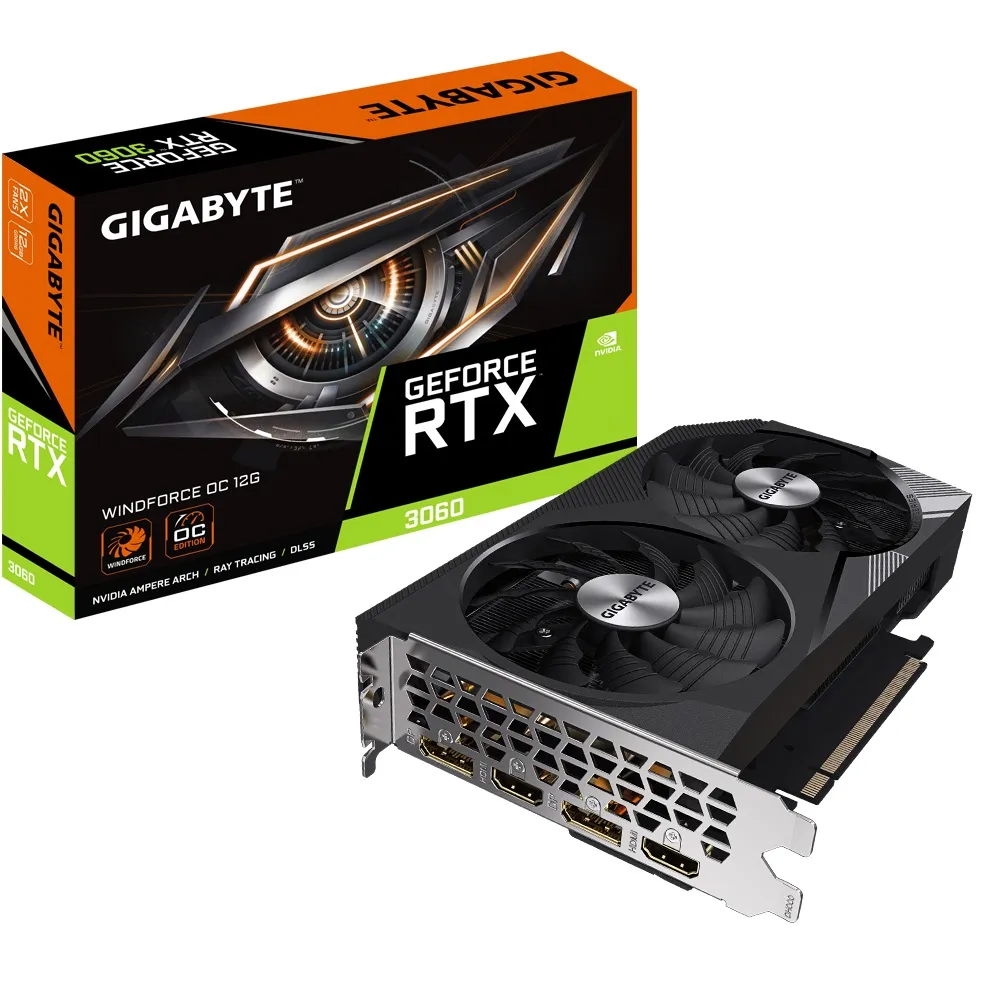 Відеокарта GF RTX 3060 12GB GDDR6 WindForce OC Gigabyte (GV-N3060WF2OC-12GD) - зображення 1