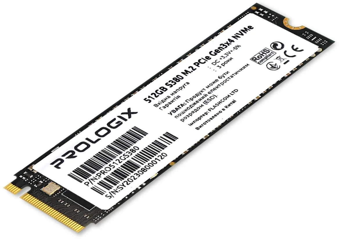 Накопичувач SSD  512GB Prologix S380 M.2 2280 PCIe 3.0 x4 NVMe TLC (PRO512GS380) - зображення 1