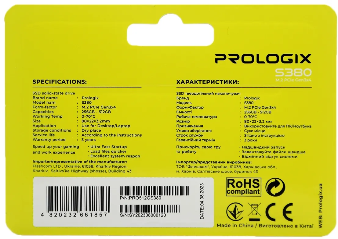 Накопичувач SSD  512GB Prologix S380 M.2 2280 PCIe 3.0 x4 NVMe TLC (PRO512GS380) - мініатюра 4