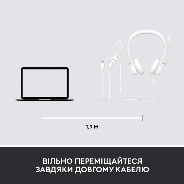 Гарнітура Logitech H390 USB White (981-001286) - мініатюра 13