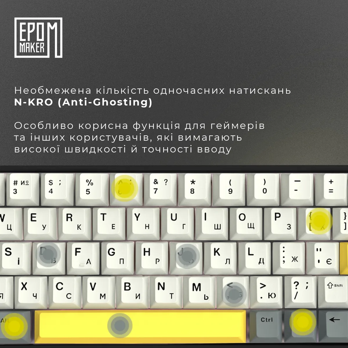 Клавіатура бездротова Epomaker EP64 60% Mulan Switch Hot-Swap (2.4G/BT/USB) RGB UA Black (EP64-B-M) - мініатюра 10