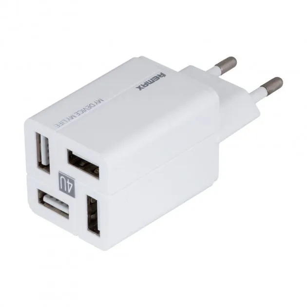 Мережевий зарядний пристрій Remax RP-U43 Wanfu (EU) (4USB 3.4А) White (6972174153674) - зображення 1