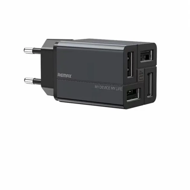 Мережевий зарядний пристрій Remax RP-U43 Wanfu (EU) (4USB 3.4А) Black (6972174153667) - зображення 1