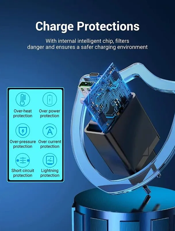 Мережевий зарядний пристрій Vention USB Type C + QC4.0 (18-20W) Black (FBBB0-EU) - мініатюра 5