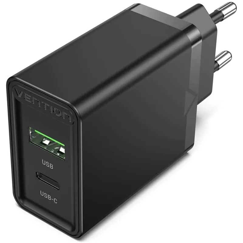 Мережевий зарядний пристрій Vention USB Type C + QC4.0 (18-20W) Black (FBBB0-EU) - мініатюра 7