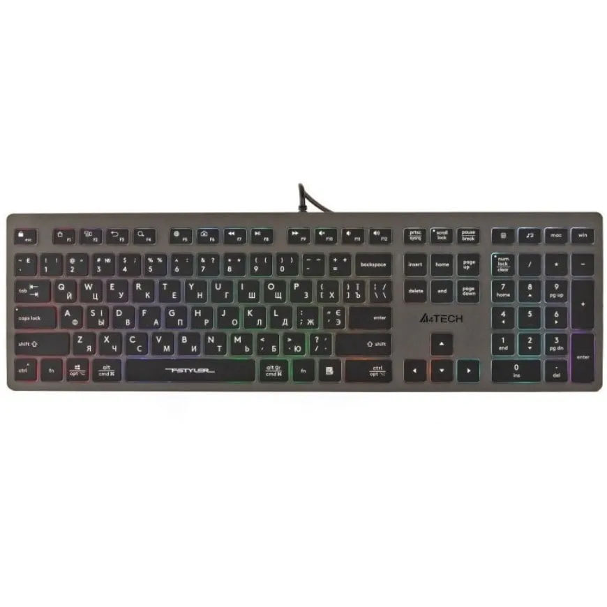 Клавіатура A4Tech Fstyler FX60H Grey Neon Backlit - зображення 1