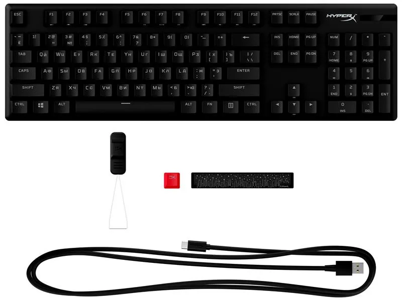 Клавіатура HyperX Alloy Origins Red RGB PBT ENG/RU Black (639N3AA)  - мініатюра 3