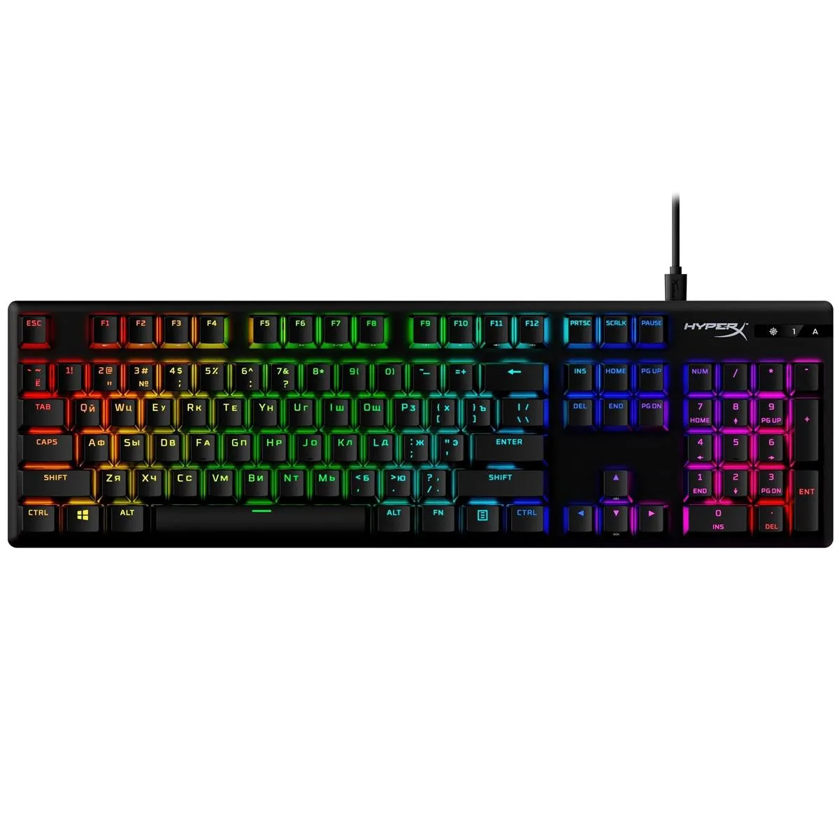Клавіатура HyperX Alloy Origins Aqua RGB PBT ENG/UKR Black (639N5AA)  - зображення 1