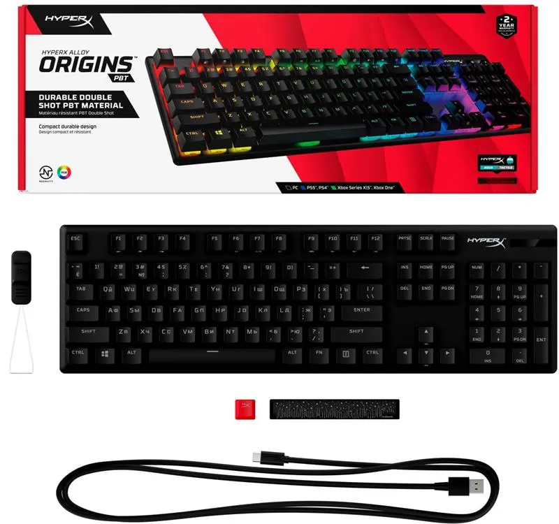 Клавіатура HyperX Alloy Origins Aqua RGB PBT ENG/UKR Black (639N5AA)  - мініатюра 15