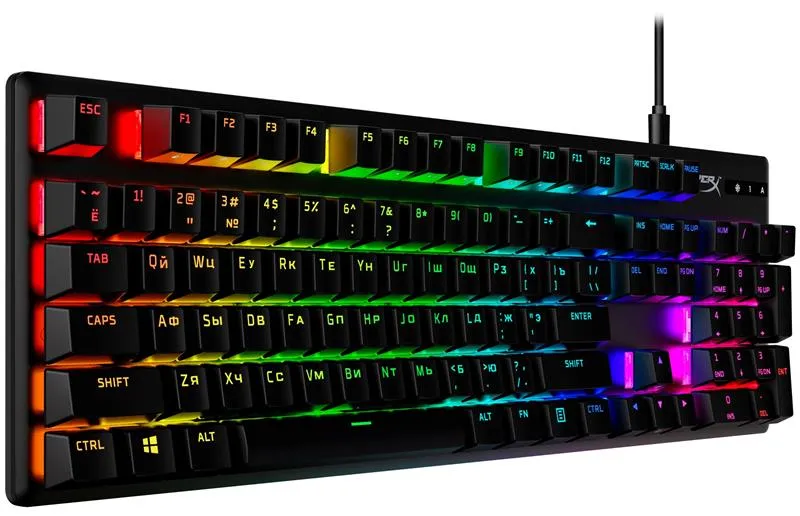 Клавіатура HyperX Alloy Origins Aqua RGB PBT ENG/UKR Black (639N5AA)  - мініатюра 2