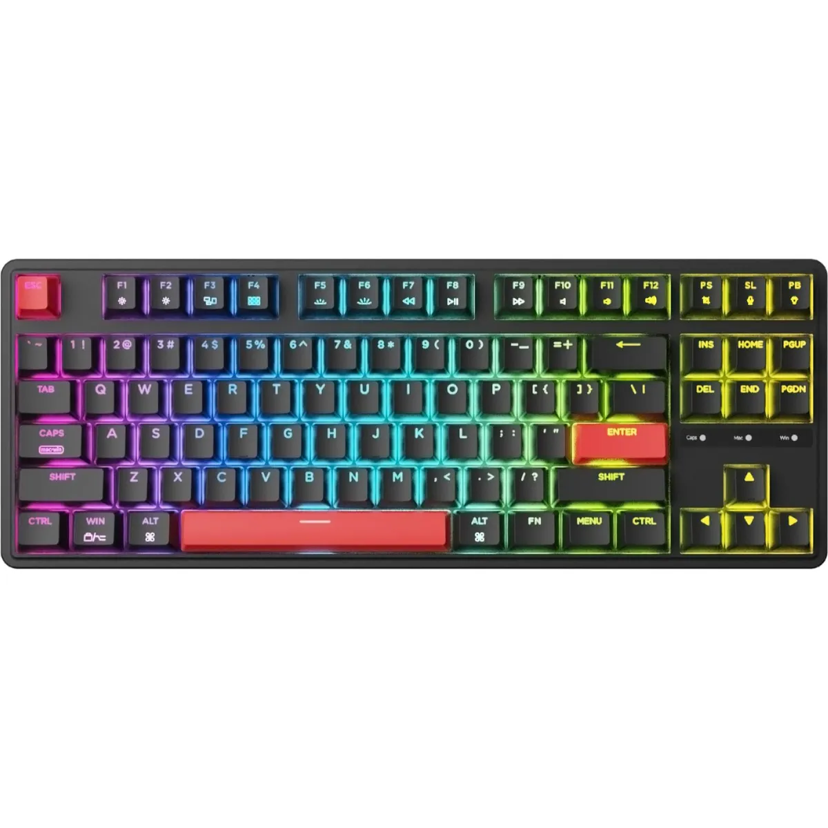 Клавіатура Keychron C3 Pro 87 Key K pro Red Switch Hot Swap RGB Black (C3PH1_KEYCHRON) - зображення 1