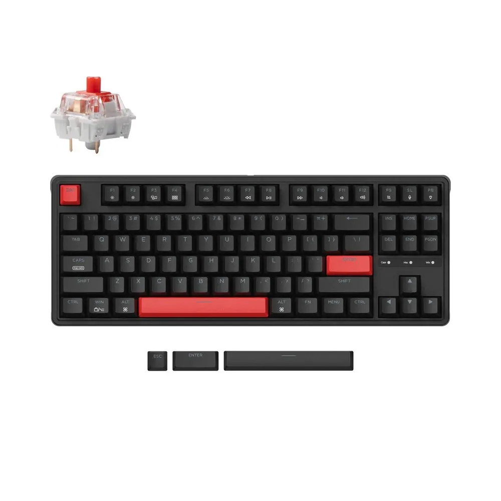 Клавіатура Keychron C3 Pro 87 Key K pro Red Switch Hot Swap RGB Black (C3PH1_KEYCHRON) - мініатюра 2