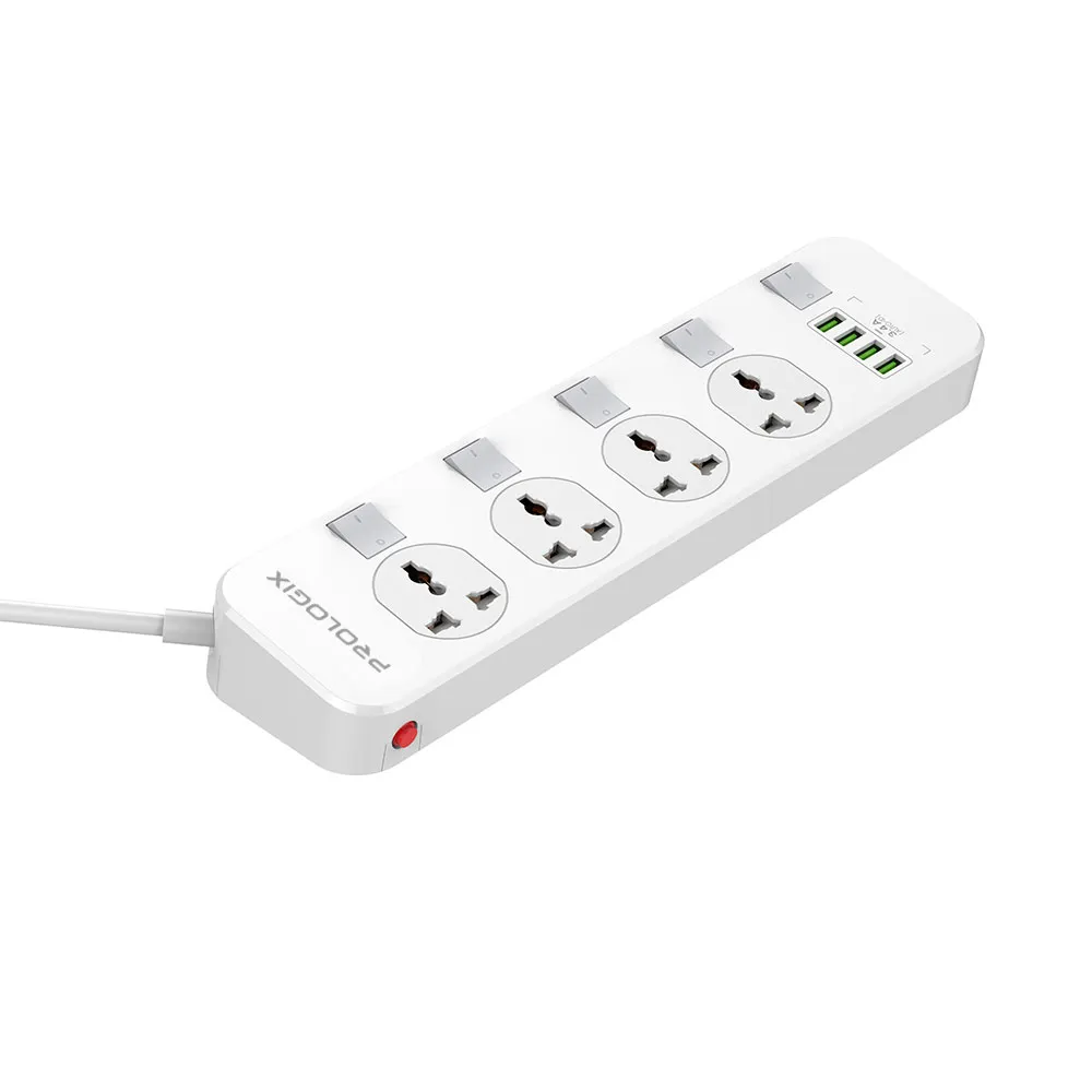 Фільтр живлення ProLogix Premium (PR-SC4408W) 2.5 кВт, 4 розетки, 4 USB, 2 м, з вимикачами, білий - мініатюра 4
