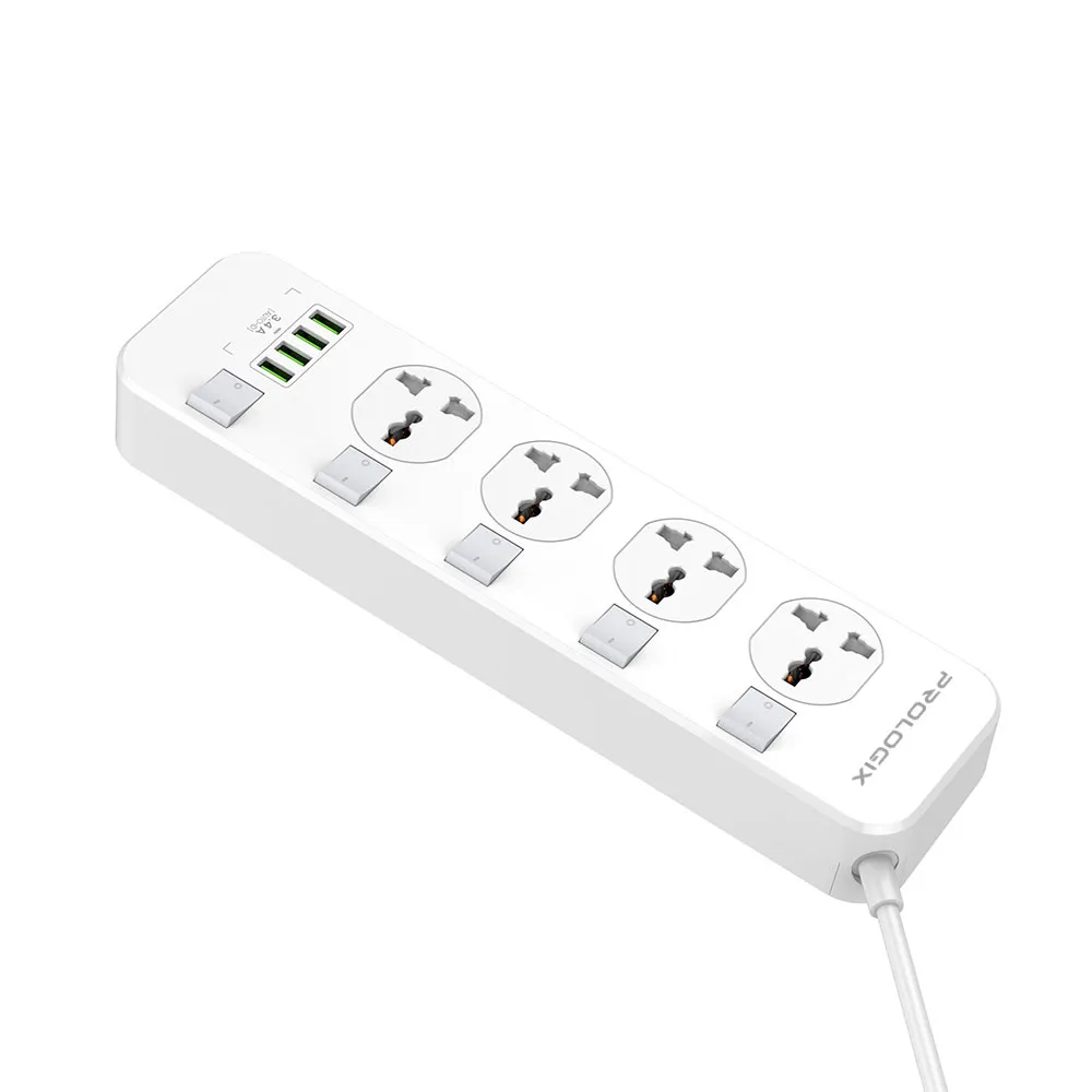 Фільтр живлення ProLogix Premium (PR-SC4408W) 2.5 кВт, 4 розетки, 4 USB, 2 м, з вимикачами, білий - мініатюра 5