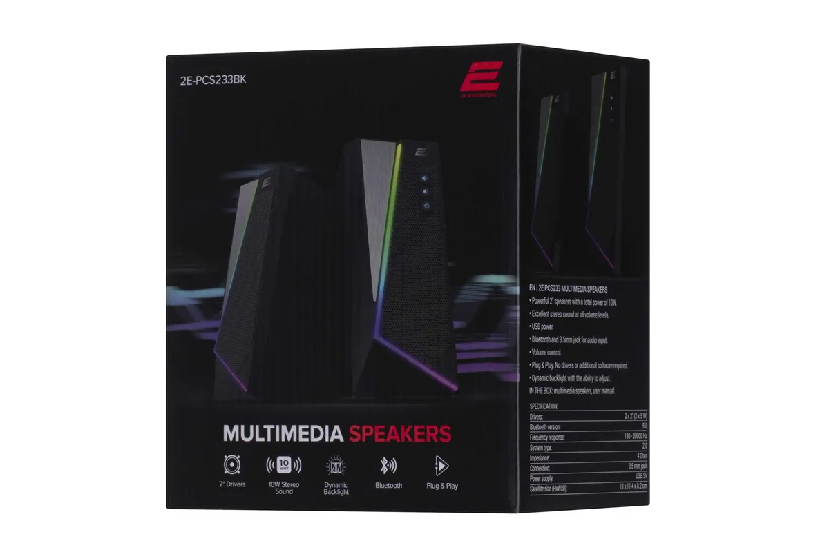 Акустична система 2E PCS233 RGB Black (2E-PCS233BK) - мініатюра 6