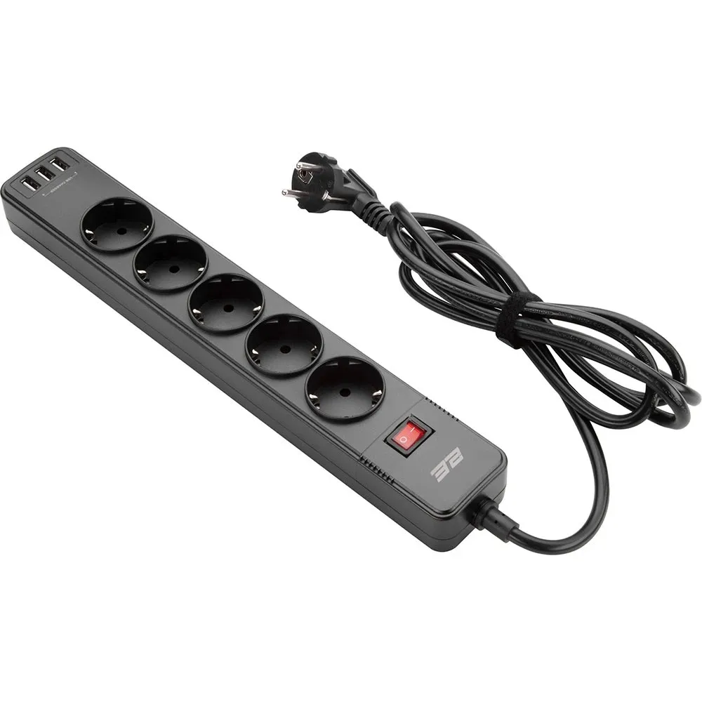 Мережевий фільтр 2E 5хSchuko, 2 м (2E-SP515M2USBBK) - мініатюра 5