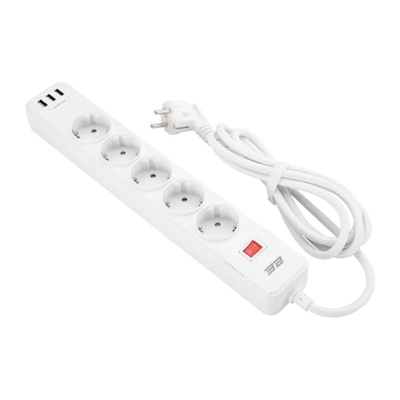 Мережевий фільтр 2E 5хSchuko, 2 м (2E-SP515M2USBWH) - мініатюра 7