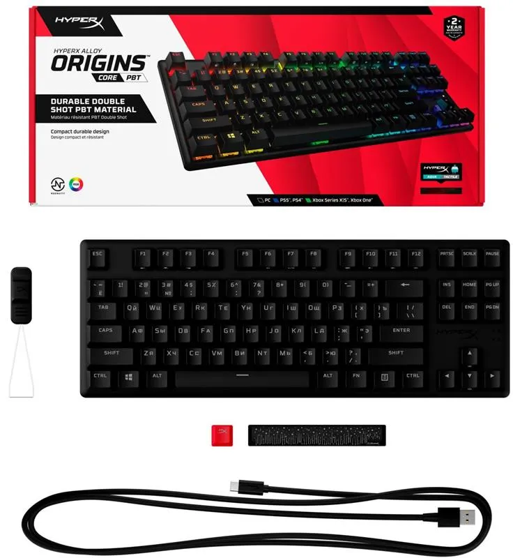 Клавіатура HyperX Alloy Origins Core PBT Aqua RGB Black (639N9AA)  - мініатюра 17