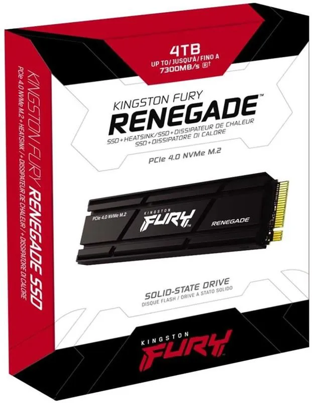 Накопичувач SSD 4TB Kingston Fury Renegade with Heatsink M.2 2280 PCIe 4.0 x4 NVMe 3D TLC (SFYRDK/4000G) - мініатюра 4