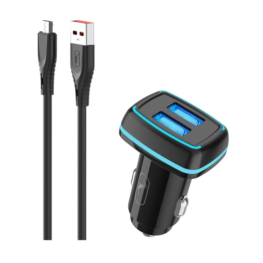 Автомобільний зарядний пристрій SkyDolphin SZ18V (2USB, 3.4A) Black (AZP-000101) + кабель microUSB - зображення 1