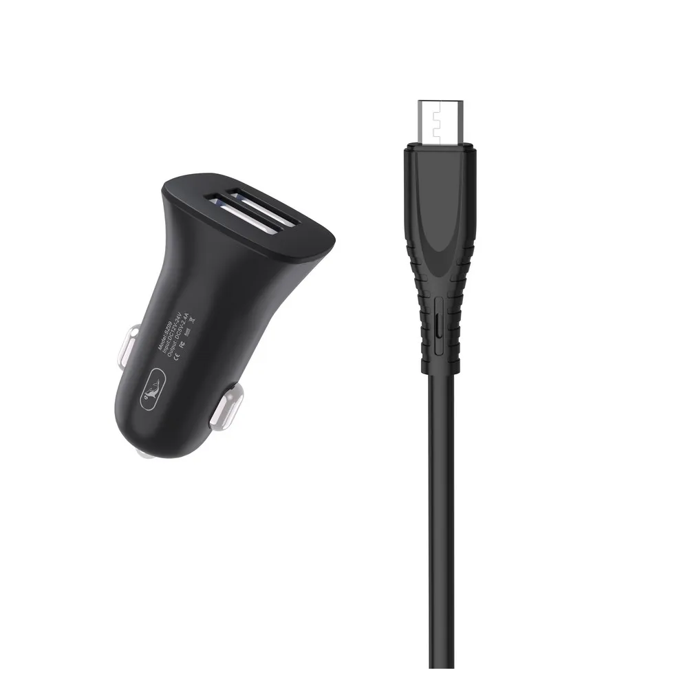 Автомобільний зарядний пристрій SkyDolphin SZ09V (2USB, 3.4A) Black (AZP-000111) + кабель microUSB - зображення 1
