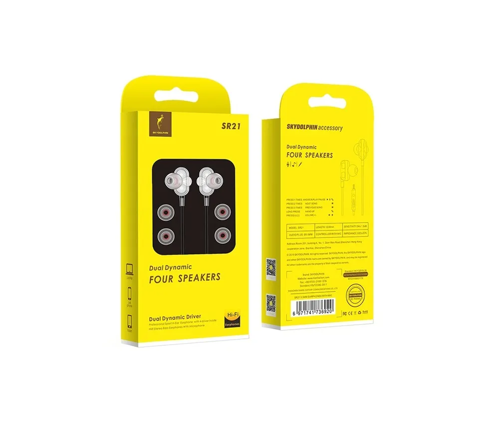 Гарнітура SkyDolphin SR21 Four Speakers with mic White (HF-000482) - мініатюра 2