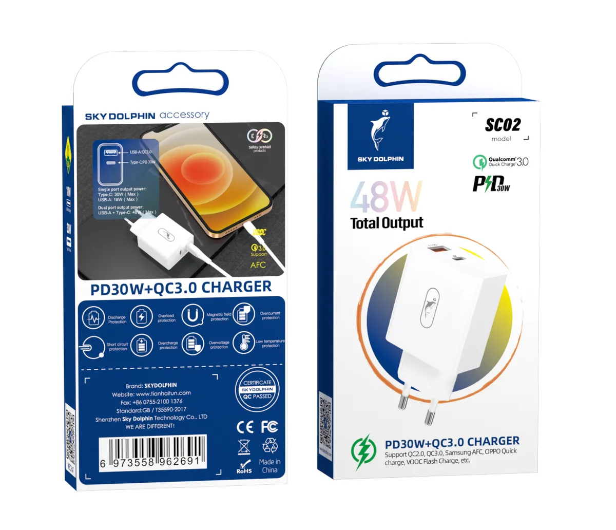 Мережевий зарядний пристрій SkyDolphin SC02 (2USBx2.4A) White (MZP-000185) - мініатюра 2