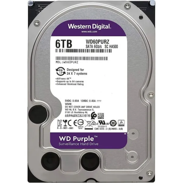 Накопичувач HDD SATA 6.0TB WD Purple 5400rpm 256MB (WD64PURZ) - мініатюра 3