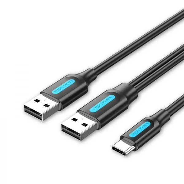 Кабель Vention USB Type-C - 2хUSB (M/M), 0.5 м, Black (CQKBD) - зображення 1