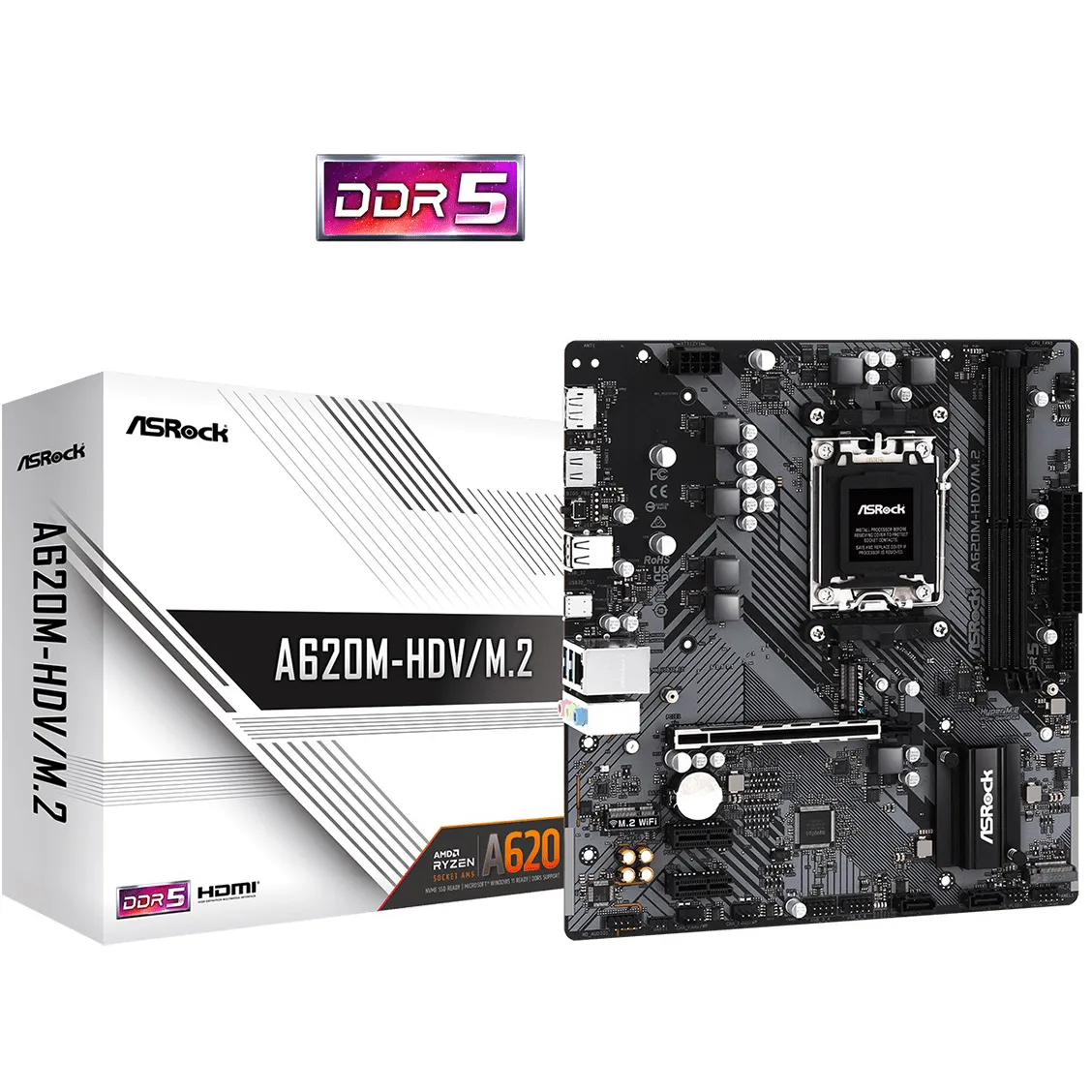 Материнська плата ASRock A620M-HDV/M.2 Socket AM5 - мініатюра 6