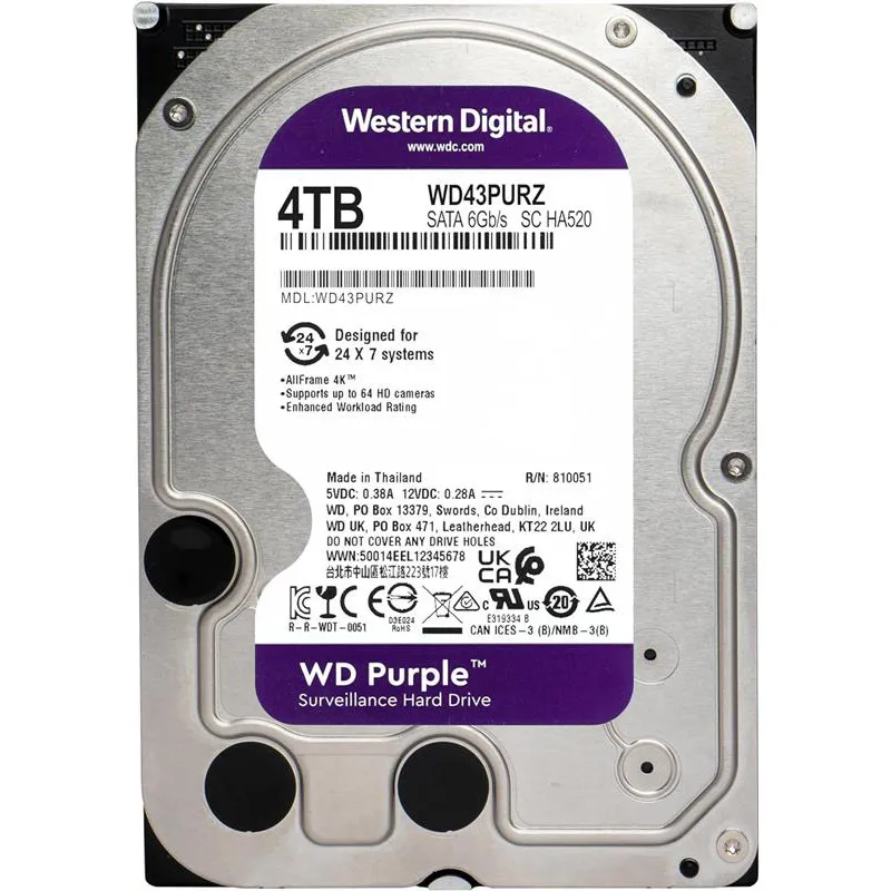 Накопичувач HDD SATA 4.0TB WD Purple 5400rpm 256MB (WD43PURZ) - мініатюра 2
