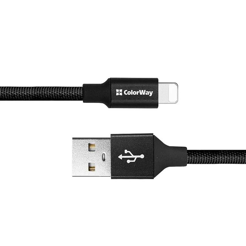 Кабель ColorWay USB - Lightning (M/M), 2.4 А, 0.25 м, Black (CW-CBUL048-BK) - мініатюра 3