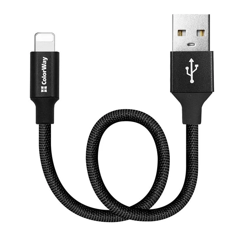 Кабель ColorWay USB - Lightning (M/M), 2.4 А, 0.25 м, Black (CW-CBUL048-BK) - мініатюра 4
