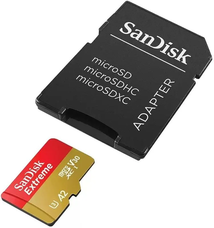 Карта пам`ятi MicroSDXC 128GB C10 UHS-I SanDisk Extreme V30 U3 R190/W90MB/s + SD (SDSQXAA-128G-GN6MA) - мініатюра 2