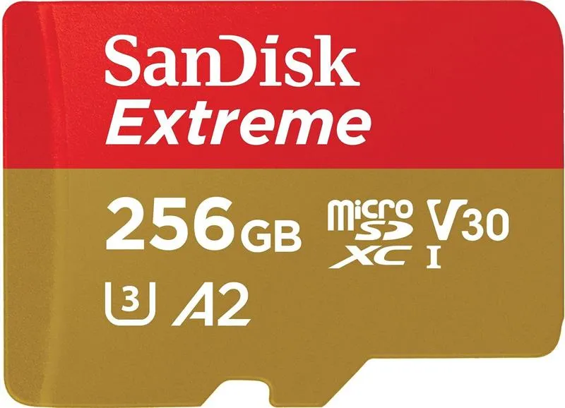 Карта пам`ятi MicroSDXC 256GB C10 UHS-I SanDisk Extreme V30 U3 R190/W130MB/s + SD (SDSQXAV-256G-GN6MA) - зображення 1