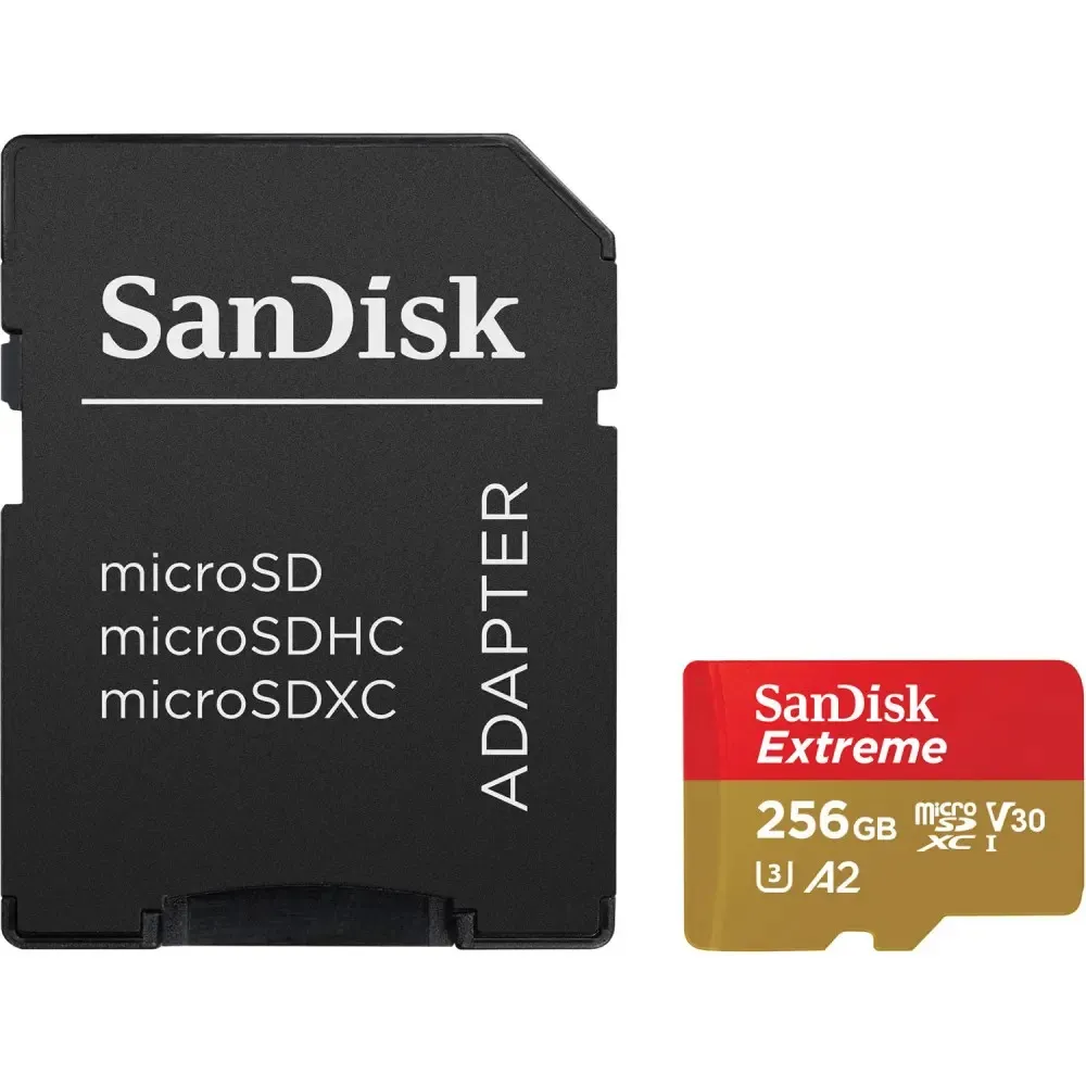 Карта пам`ятi MicroSDXC 256GB C10 UHS-I SanDisk Extreme V30 U3 R190/W130MB/s + SD (SDSQXAV-256G-GN6MA) - мініатюра 6