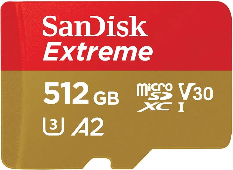 Карта пам`ятi MicroSDXC512GB C10 UHS-I SanDisk Extreme V30 U3 R190/W130MB/s + SD (SDSQXAV-512G-GN6MA) - зображення 1