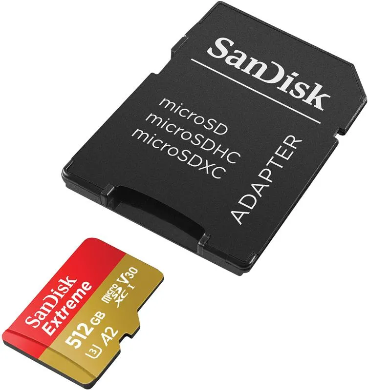 Карта пам`ятi MicroSDXC512GB C10 UHS-I SanDisk Extreme V30 U3 R190/W130MB/s + SD (SDSQXAV-512G-GN6MA) - мініатюра 3