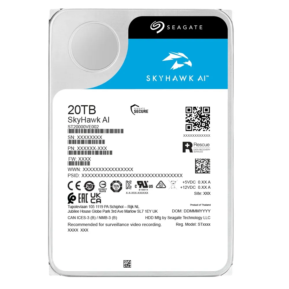 Накопичувач HDD SATA 20.0TB Seagate SkyHawk AI Surveillance 7200rpm 256MB (ST20000VE002) - мініатюра 2