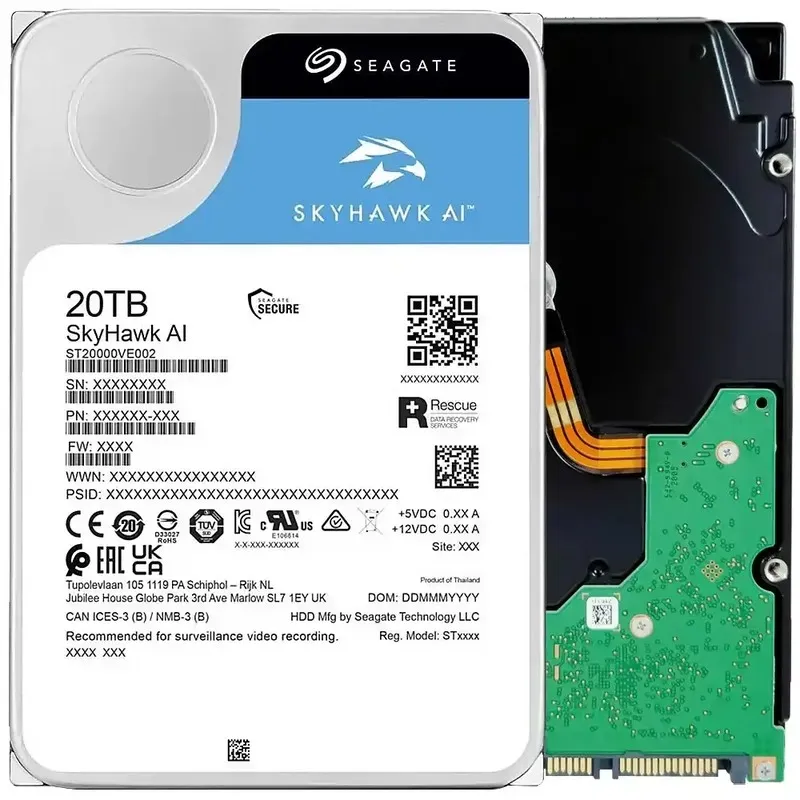 Накопичувач HDD SATA 20.0TB Seagate SkyHawk AI Surveillance 7200rpm 256MB (ST20000VE002) - мініатюра 3