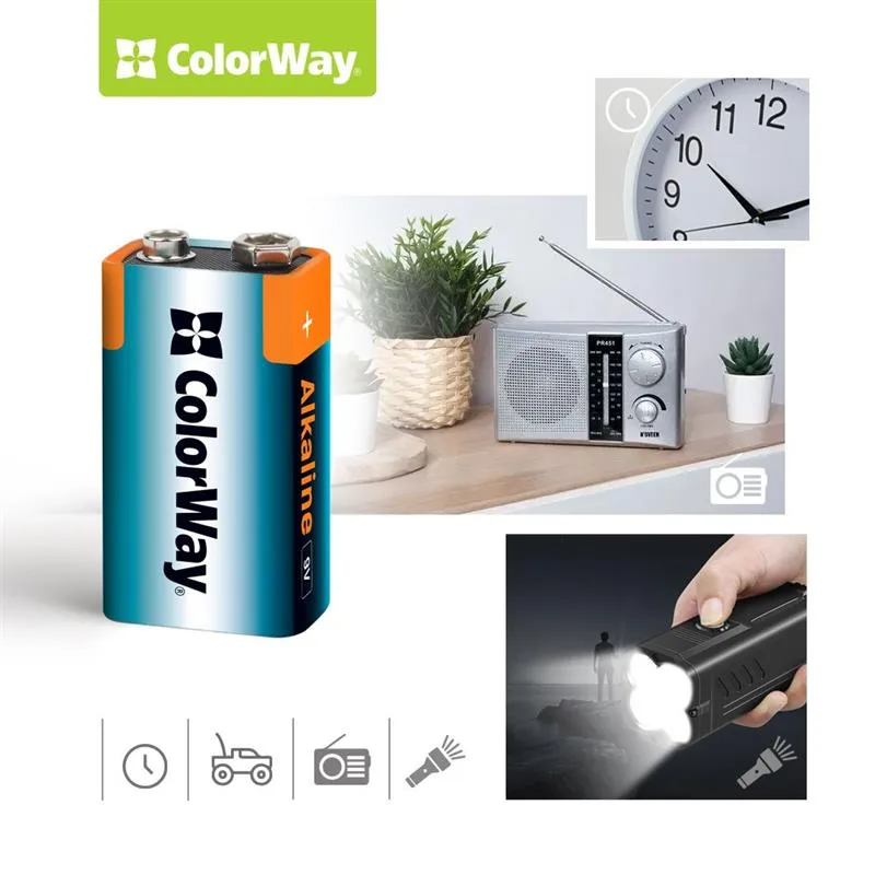 Батарейка ColorWay Alkaline Power Krona/6LR61 BL 1шт - мініатюра 3