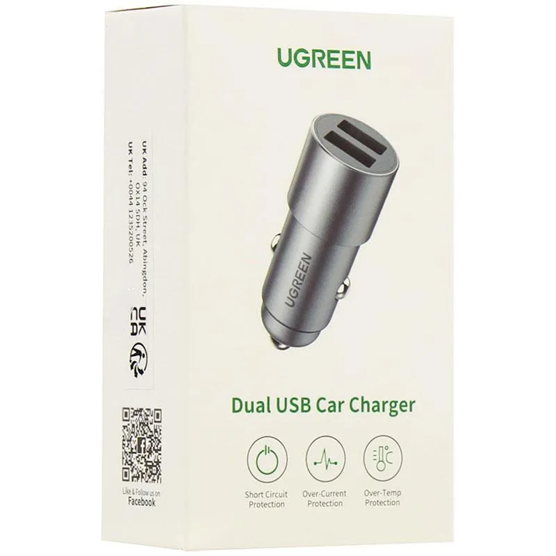Автомобільний зарядний пристрій Ugreen CD130 (2xUSB 24W (USB-A) QC 3.0 Gray (50592) - мініатюра 4
